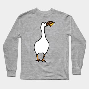 White Goose Steals Pizza Long Sleeve T-Shirt